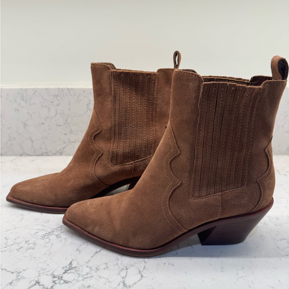 Dolce Vita Tan Suede Ankle Booties - Picture 2 of 5